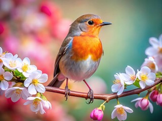 Bird Perched on Branch Tip: Springtime Nature Scene