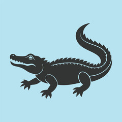 Crocodile Vector black and white art design. silhouette logo icon. Crocodile icon vector illustration design on white background.