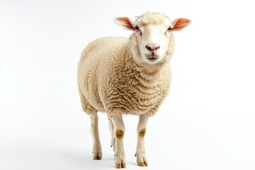 Cream-colored sheep in a studio shot.