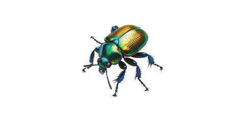 Metallic green beetle isolated on transparent background
