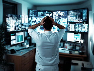 Stressed Stock Trader Analyzing Market Losses