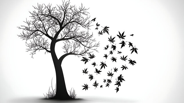 A tree with no leaves is surrounded by a flock of birds. generated using AI