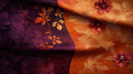 Dark orange and mahogany gradient with purple shadows and cherry gold