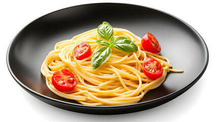 Minimalistic Spaghetti Dish with Cherry Tomatoes and Basil