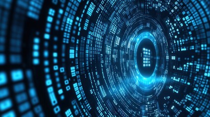 a virtual shield icon deflecting binary code attacks, representing advanced cybersecurity measures in action. 