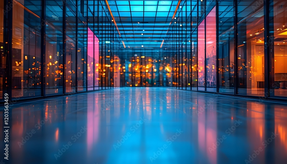 Poster Modern Architectural Pathway with Innovative Lighting Features and Futuristic Design Elements in a Stylish Urban Environment