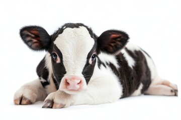 Naklejka premium Adorable black and white calf