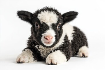 Fototapeta premium Adorable black and white lamb.