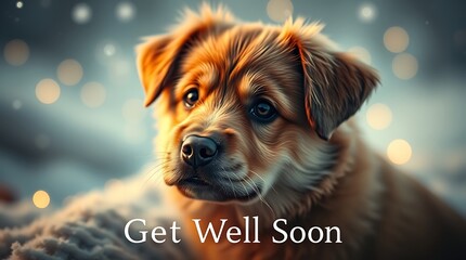 Adorable puppy wishes get well soon.