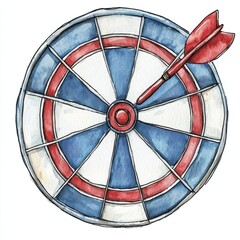 Watercolor dartboard design artistic recreation indoor creative space unique perspective visual inspiration, isolated on white background