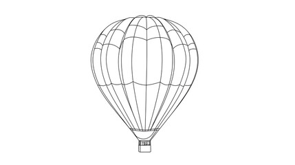 A white and black drawing of a hot air balloon. generated using AI