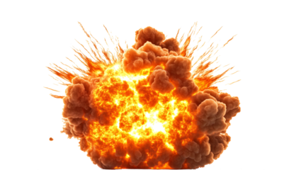 fire explotion isolated on white background PNG.AI GENERATED