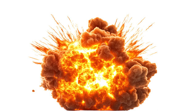 fire explotion isolated on white background PNG.AI GENERATED