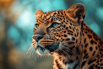 Naklejka premium Majestic leopard gazing into the distance.