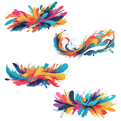 Abstract Colorful Paint Splashes Vector Art: Vibrant Swirls, Brush Strokes, Modern Design Elements for Creative Projects