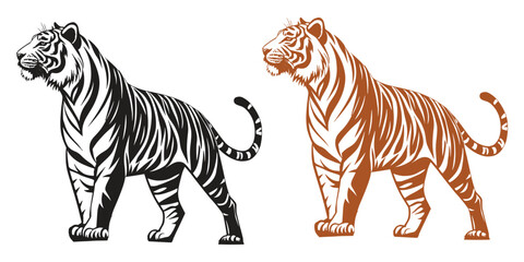 Obraz premium Tiger vector silhouette isolated design.