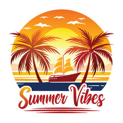 SUMMER VIBES TSHIRT DESIGN, SUMMER SURFING TSHIRT DESIGN
