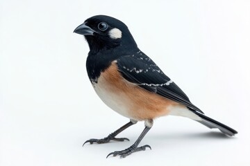 Obraz premium A small bird with black and tan plumage.
