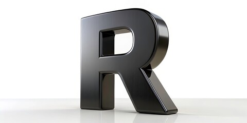 Black 3D Capital Letter R Isolated on White Background - Perfect for Typography, Branding, and Graphic Design Projects