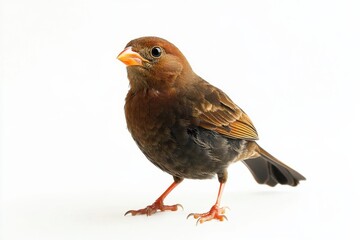 Small brown bird on white background
