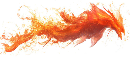 orange fire splashes isolated on white background PNG.AI GENERATED