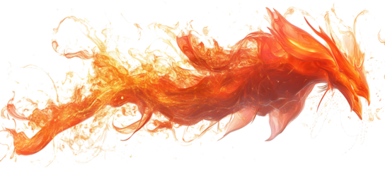 orange fire splashes isolated on white background PNG.AI GENERATED