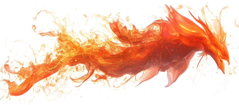 orange fire splashes isolated on white background PNG.AI GENERATED