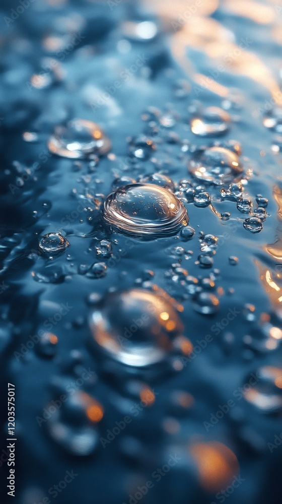 Poster realistic water droplets forming a glass surface with a soft light background the subtle rain textur