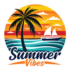 SUMMER VIBES TSHIRT DESIGN, SUMMER SURFING TSHIRT DESIGN