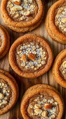 Fototapeta premium Delicious Oatmeal Almond Cookies, Homemade Baked Treats