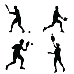 silhouettes of people playing tennis, logo of a man doing sports playing tennis, icon on a transparent background