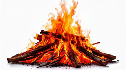 campfire isolated on white background studio shot