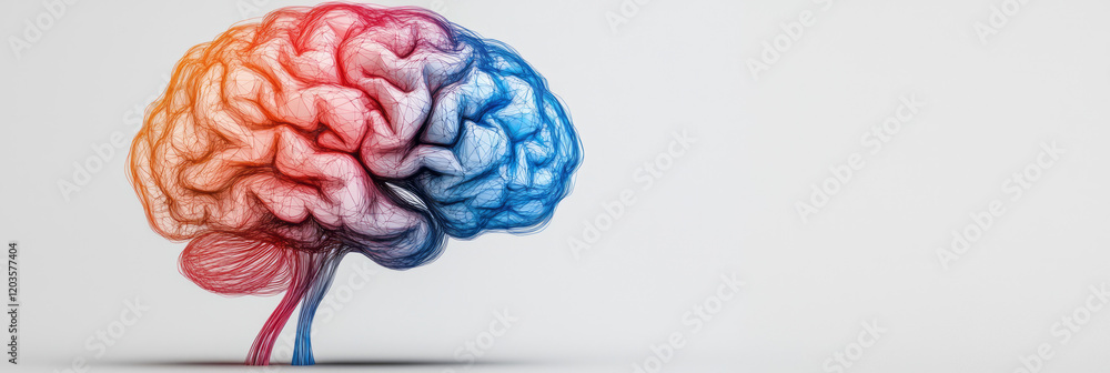 Poster an abstract illustration of the human brain with colorful neural connections, representing cognitive