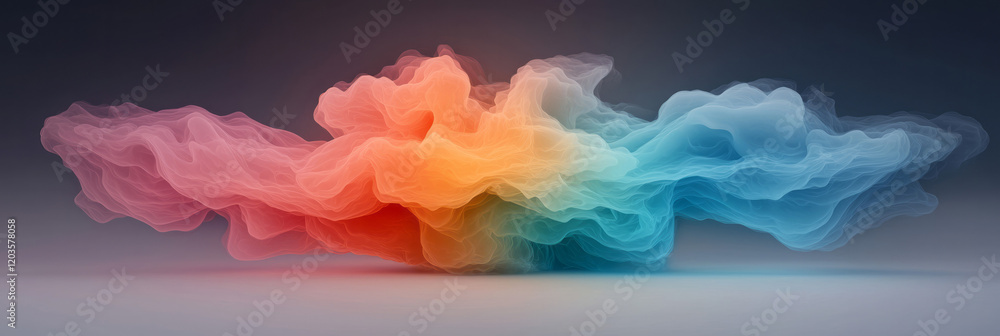 Poster an abstract artwork depicting the release of stress through flowing water and dissolving dark clouds