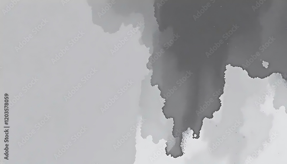 Poster abstract grayscale painting with flowing ink forms