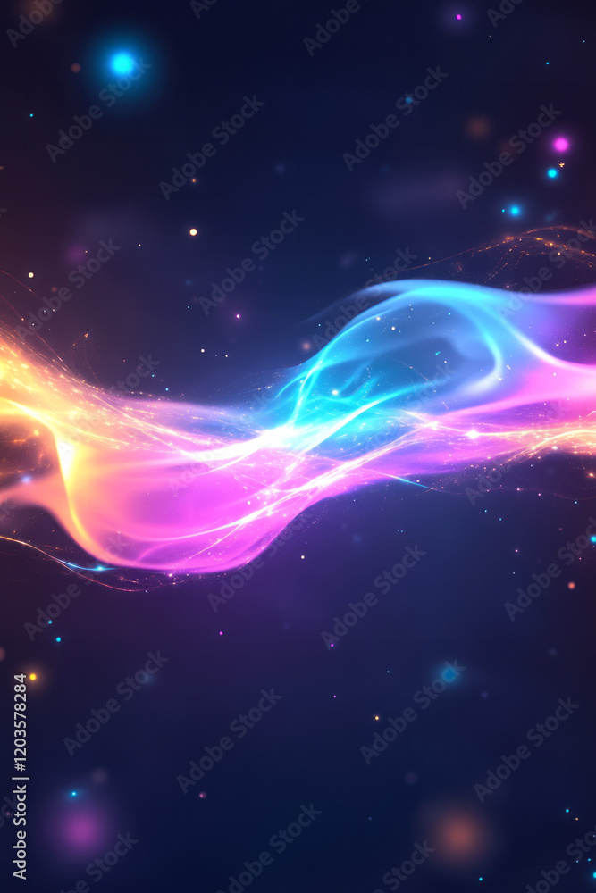 Aufkleber an artistic representation of quantum entanglement, showcasing interconnected particles with colorfu