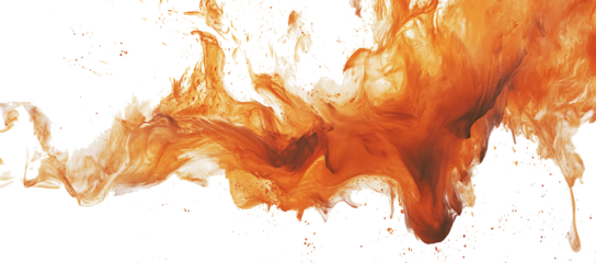 Abstract orange and red ink swirling in water, isolated on white background PNG.AI GENERATED
