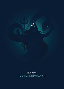 Happy Maha Shivratri Minimal Poster, Lord Shiv Tandav Minimal Art-Vector