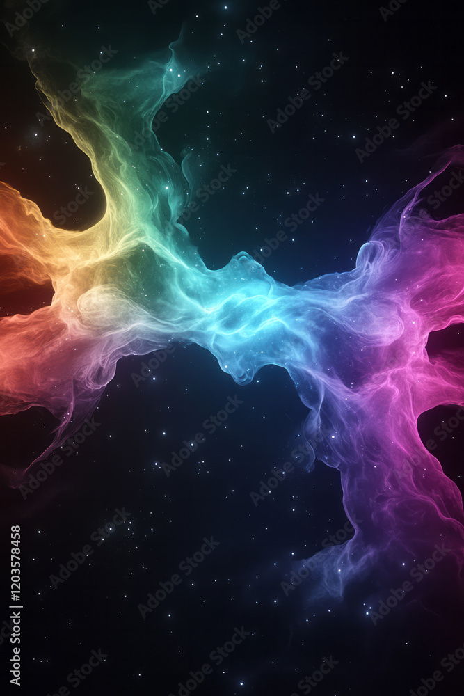 Aufkleber an artistic representation of quantum entanglement, showcasing interconnected particles with colorfu