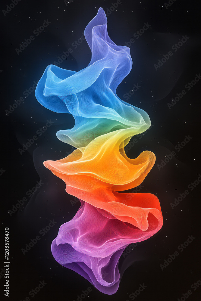 Aufkleber an artistic representation of quantum entanglement, showcasing interconnected particles with colorfu