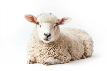 Adorable young sheep resting.