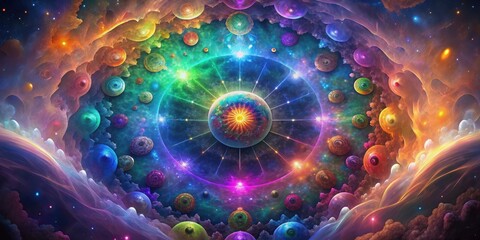 Cosmic Mandala: Vibrant Nebula & Planets - Cosmic and celestial themes