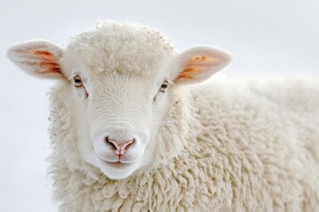 Fototapeta premium Adorable white sheep close-up.