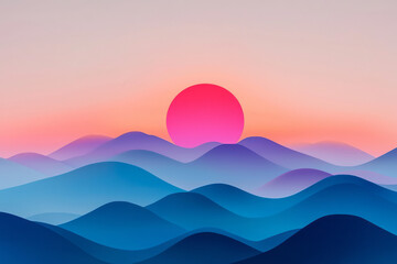 Obraz premium A serene sunset over a mountain range, symbolizing the philosophical journey towards enlightenment and understanding,