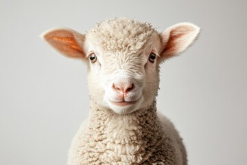 Fototapeta premium Adorable lamb stares directly at the camera.