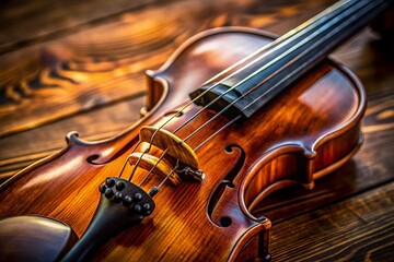 Fototapeta premium Close-up Detail Shot of Antique Violin, F-Holes and Wood Grain Texture