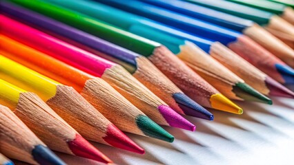 Fototapeta premium Close-up Long Exposure of Pencils on White Background - Stationery Photography