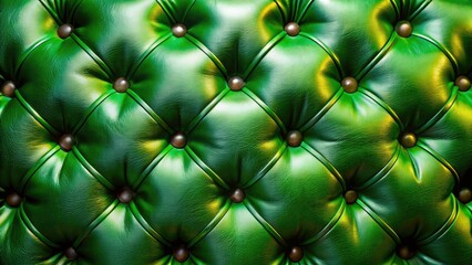 Fototapeta premium Elegant Architectural Photography of Upholstered Leather Furniture in Green with Rhombus Style and Button Textured Pattern Background for Interior Design Inspiration