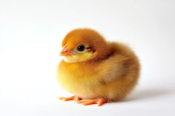 Obraz premium Adorable fluffy chick, soft yellow feathers.