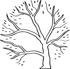 Obraz premium hand drawn cartoon side view of tree illustration.